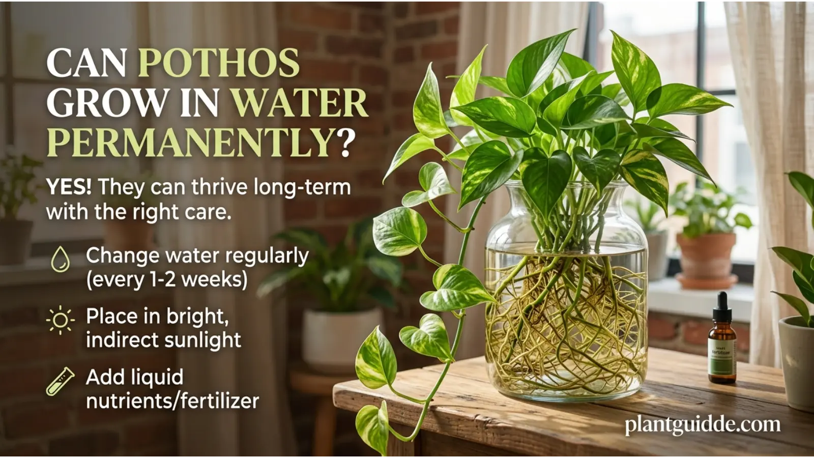 Pothos Grow Indoors in Water
