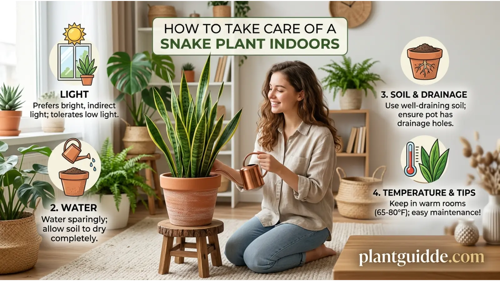 care of a snake plant indoors